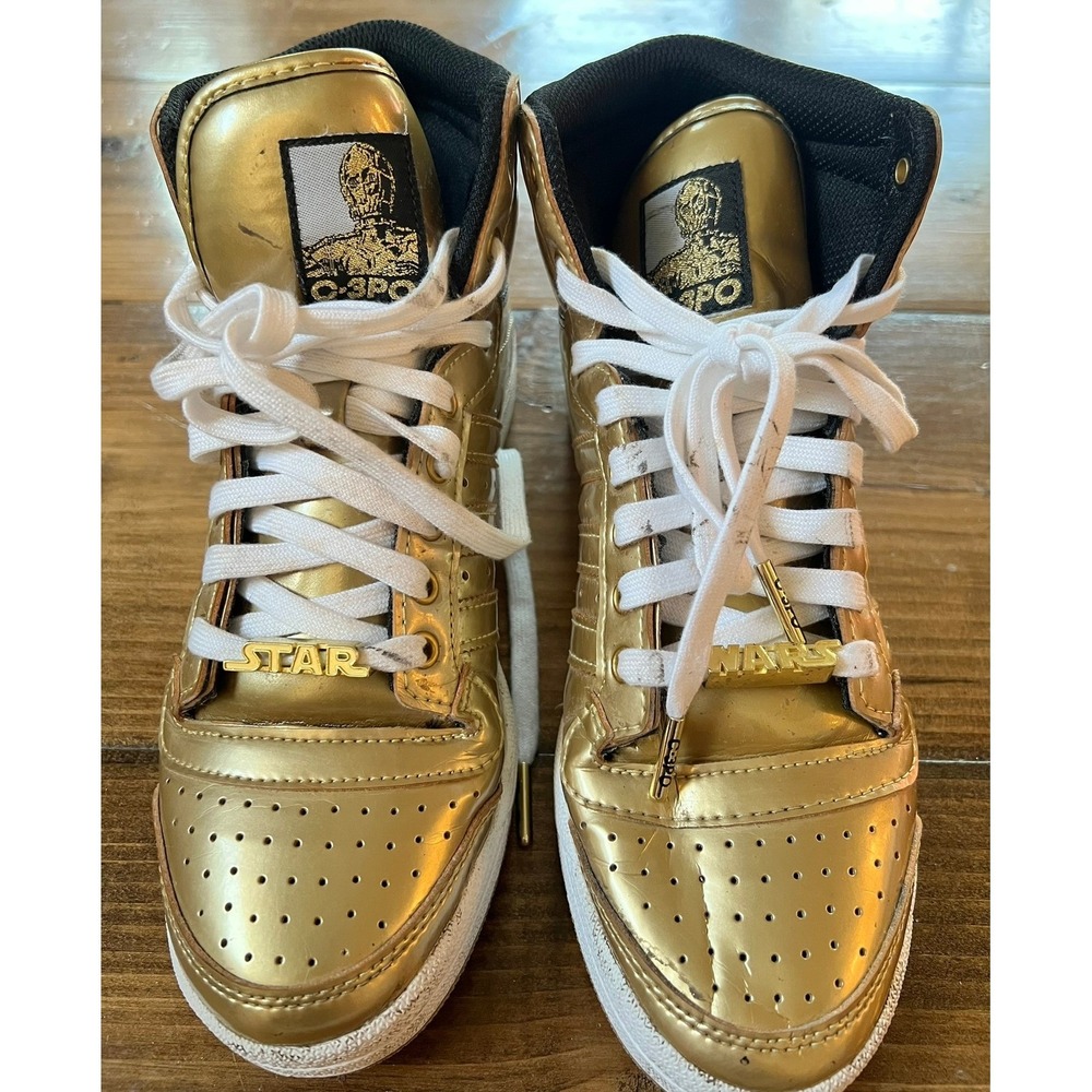 Adidas Top Ten Hi Star Wars C-3PO Metallic Gold Sneakers Mens 7 Womens 8.5